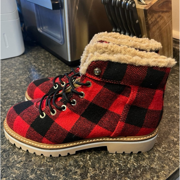 New Talbots JILLY BUFFALO PLAID LACE UP BOOTS - Picture 11 of 11